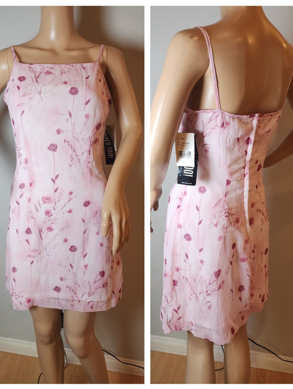 NWT Vtg 90s Y2K Byer Too! California Mini Dress Pink Purple Floral Size 7 - Picture 2 of 15
